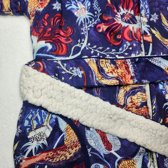Raphael Balzac Anthropologie Cozy Plush Robe Sherpa Lined Hooded Bathrobe Large - Picture 9 of 13